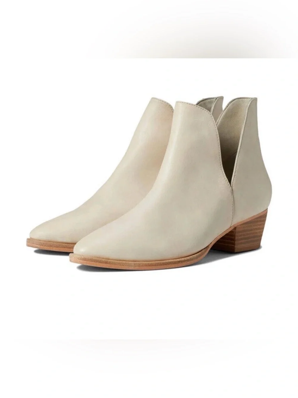 Free People Charm Double-V Cream Leather Ankle Booties size 41